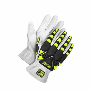 BDG 20-1-1870-L Leather Gloves, Size L, Goatskin, Premium, Glove, Full Finger, ANSI Impact Level 2, White | CT2GCX 61JZ07