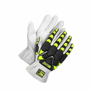 BDG 20-1-1870-M Leather Gloves, Size M, Goatskin, Premium, Glove, Full Finger, ANSI Impact Level 2, White | CT2RZA 61JZ06