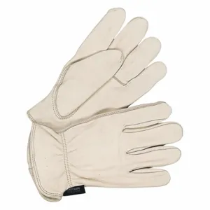 BDG 20-1-288-M Leather Gloves, Size M, Cowhide, Premium, Glove, Full Finger, Shirred Slip-On Cuff, Beige | CT2TAL 55LC23