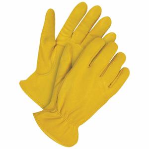 BDG 20-1-340-M-K Leather Gloves, Size M, Sheepskin, Glove, Full Finger, Shirred Slip-On Cuff, Unlined | CT2QLM 783U29
