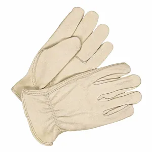 BDG 20-1-374-L-K Leather Gloves, Size L, Cowhide, Glove, Full Finger, Shirred Slip-On Cuff, Unlined, Grain | CT2DLQ 783U40