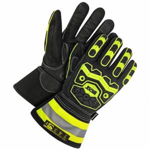 BDG 20-9-10754-S Leather Gloves, Size S, Goatskin, Premium, ANSI Impact Level 2, Full, Black | CN9GQL 796L27