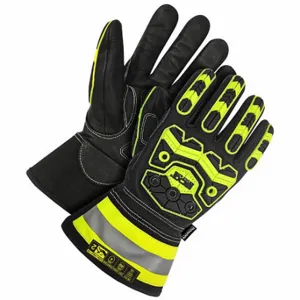 BDG 20-9-10754-M Leather Gloves, Size M, Goatskin, Premium, ANSI Impact Level 2, Full, Black | CN9FVG 796L25