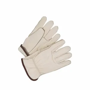 BDG 20-9-15717-11-K Leather Gloves, Size L, Cowhide, Glove, Full Finger, Shirred Slip-On Cuff, Straight Thumb | CT2DLK 783UE7