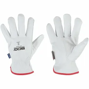 BDG 20-9-1610-M Leather Gloves, Size M, Premium, Drivers Glove, Goatskin, Keystone Thumb, Unlined, White | CR9JEZ 61CW03