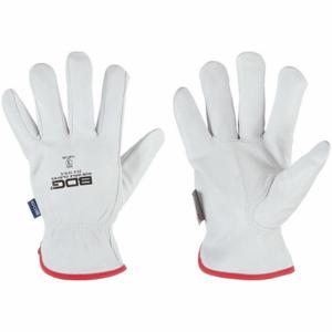 BDG 20-9-1610-L Leather Gloves, Size L, Premium, Drivers Glove, Goatskin, Keystone Thumb, Unlined, White | CR9FMF 61CW01