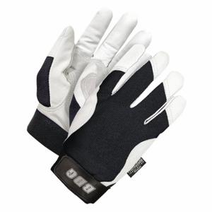 BDG 20-9-816-BX2L-K Mechanics Gloves, Size 2XL, Goatskin, Hook-and-Loop Cuff, Reinforced Palm, Black/White | CN9HBV 783UP6