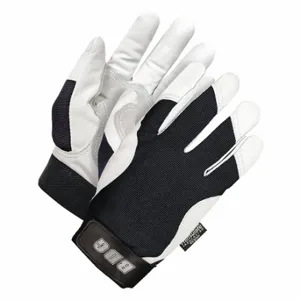 BDG 20-9-816-B-XLK Mechanics Gloves, Size XL, Goatskin, Hook-and-Loop Cuff, Reinforced Palm, Black/White | CN9GZV 783UP8