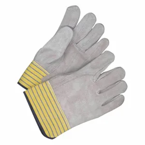 BDG 30-1-599-K Leather Gloves, Size L, Double Palm, Cowhide, Glove, Full Finger, Elastic Cuff, Unlined | CT2GCN 783UR9