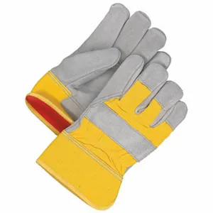 BDG 30-9-2007 Leather Gloves, Universal, Premium, Work Glove, Cowhide, Wing Thumb, Safety Cuff, Yellow | CR9THR 793VD4