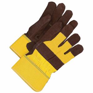 BDG 30-9-373-C Leather Gloves, Universal, Premium, Work Glove, Cowhide, Wing Thumb, Safety Cuff, Yellow | CR9THU 793VD6