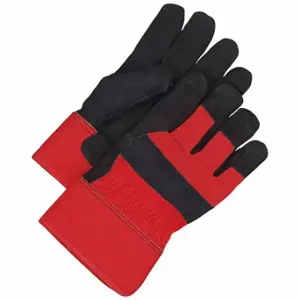 BDG 30-9-373-F Leather Gloves, Universal, Premium, Work Glove, Cowhide, Wing Thumb, Safety Cuff, Red | CR9RJU 793VD7