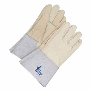 BDG 60-1-1274-2-11 Leather Gloves, Size L, Cowhide, Premium, Glove, Full Finger, Safety Cuff, Unlined, Beige | CT2GBZ 55LD16