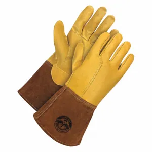 BDG 60-1-1810-M Welding Gloves, Straight Thumb, Gauntlet Cuff, Premium, Yellow Cowhide, M Glove Size | CN9HHC 56LE23