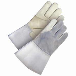 BDG 60-1-650-X2L Leather Gloves, Size 2XL, Cowhide, Premium, Glove, Full Finger, Gauntlet Cuff, Gray | CT2CQP 55LD34
