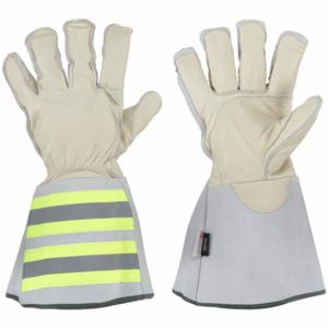 BDG 60-9-1280-XL Leather Gloves, Size XL, Premium, Work Glove, Cowhide, Wing Thumb, Gauntlet Cuff, Beige | CR9TLQ 61KA09