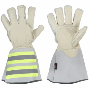 BDG 60-9-1280-XL Leather Gloves, Size XL, Premium, Work Glove, Cowhide, Wing Thumb, Gauntlet Cuff, Beige | CR9TLQ 61KA09