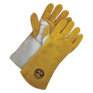 BDG 60-9-7800-K Welding Gloves, Wing Thumb, Gauntlet Cuff, Premium, Yellow Cowhide, Universal Glove Size | CN9HLZ 783V58