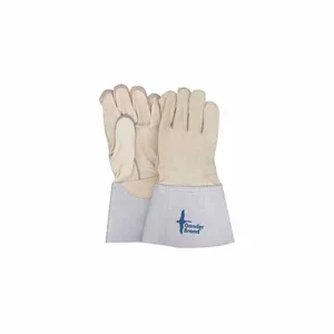 BDG 64-1-3505-9-K Leather Gloves, Size S, Cowhide, Glove, Full Finger, Gauntlet Cuff, Unlined, Wing Thumb | CT2RYP 783V94