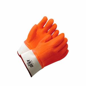 BDG 99-1-7342 Knit Gloves, Rough, PVC, Full, Cotton, Full Finger, Safety Cuff, Orange, 1 Pair | CN9FAM 61LV41