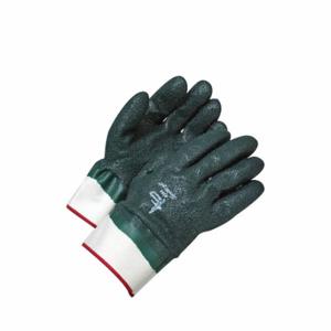 BDG 99-1-9393 Knit Gloves, Rough, PVC, Full, Cotton, Full Finger, Safety Cuff, Green, 1 Pair | CN9FAL 61LV45