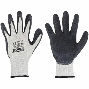 BDG 99-1-9701-10 Knit Gloves, Size XL, ANSI Cut Level A3, Palm, Dipped, Latex, HPPE, Rough, Gray, 1 Pair | CN9FBA 61CW23