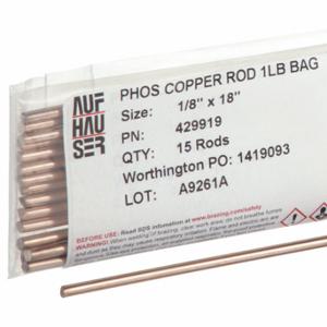 BERNZOMATIC PC3 Brazing Alloy, Phos Copper, 0% Silver, 1/8 x 18 Inch Size, Bare, 15 Pack | CN9KCB 3AC23