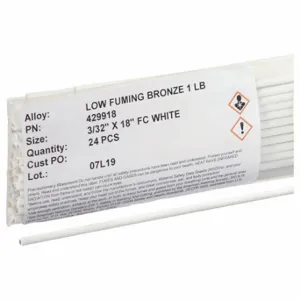 BERNZOMATIC WB5 Brazing Alloy, Low-Fuming Bronze, 0% Silver, 3/32 x 12 Inch Size, Bare, 25 Pack | CN9KCA 3AC22