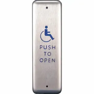 BEST CL2055 HANDICAP LOGO PUSH TO OPEN TEXT Narrow Push Plate, Satin Stainless, Silver | CN9LZK 446N15