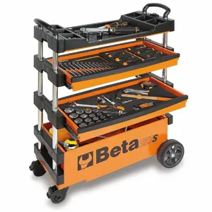 BETA TOOLS C27 S Tool Utility Cart, Gloss Orange, 39 Inch Width, 15 3/8 Inch Dp, 27 1/2 Inch Height, No Lid | CN9MCD 420T81