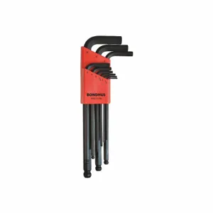 BONDHUS 10999 Hex Key Set, L, Metric, Long, 9 Pieces, Alloy Steel, Black Oxide, 1 Tips | CP6JJT 25DZ24