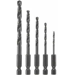 BOSCH BL5IM 5-Pc. Twist Drill Bit Set, 135 Deg., High Speed Steel, Hex Shank Type | CD2HNW 53DM18