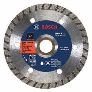 BOSCH DB442C Diamond Saw Blade, 4 Inch Blade Dia, 5/8 Inch Arbor Size, Wet/Dry, For Angle Grinders | CN9WDQ 44M010