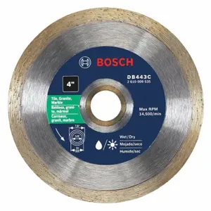 BOSCH DB443C Diamond Saw Blade, 4 Inch Blade Dia, 5/8 Inch Arbor Size, Wet/Dry | CN9WDN 44M012