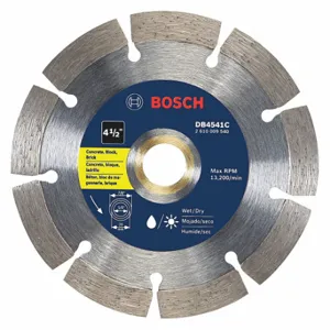 BOSCH DB4541C Diamond Saw Blade, 4 1/2 Inch Blade Dia, 7/8 Inch Arbor Size, Wet/Dry, For Angle Grinders | CN9WDK 44M014