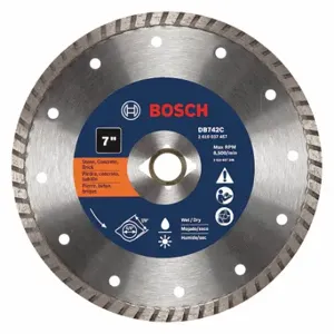 BOSCH DB742C Diamond Saw Blade, 7 Inch Blade Dia, 7/8 Inch Arbor Size, Wet/Dry, For Circular Saws | CN9WEE 44M034