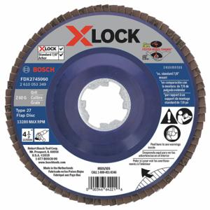 BOSCH FDX2745060 Flap Disc, Type 27, 4 1/2 Inch x 7/8 Inch, Zirconia Alumina, 60 Grit, Plastic Bk, X-LOCK | CN9WPJ 54ZT95