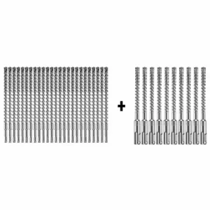 BOSCH HCFC2084B25 + HCFC2041B10 Hammer Drill Bit, 1/2 Inch Drill Bit Size, 1 Cutter Heads, Set, 25 PK | CN9WRL 339YT9