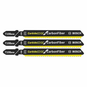 BOSCH T108BHM3 Jig Saw Blade, 12, 3 5/8 Inch Blade Length, Carbide Tipped, T Shank, Plastic, 1 Pieces | CN9XFJ 44J721