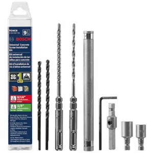 BOSCH TCHC9 Concrete Screw Kit, 5/32 In-3/16 Inch Drill Bit Size, 0 Inch Shank Dia, 2 Drill Bits | CN9YBB 798JT3