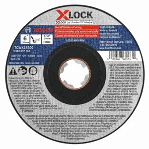 BOSCH TCWX1S600 Abrasive Cut-Off Wheel, 6 Inch Abrasive Wheel Dia, Aluminum Oxide, Type 1 | CN9VLZ 61DP64