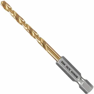 BOSCH TI4137IM 5/32 Inch Twist Drill Bit, High Speed Steel, TiN, 2 Inch Depth, Hex Shank Type | CD2FTP 53DM54