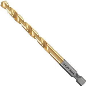 BOSCH TI4143IM 1/4 Inch Twist Drill Bit, High Speed Steel, 2-1/2 Inch Depth, Hex Shank Type | CD2HPG 53DM59