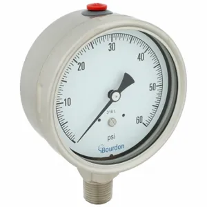 BOURDON MEX5-D60.H19 Industrial Pressure Gauge, 0 To 60 PSI, 4 Inch Dial, 1/2 Inch Npt Male, ±1.0% Accuracy | CP2AJT 437U70