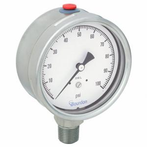 BOURDON MEX5-D60.H21 Industrie-Manometer, 0 bis 100 PSI, 4-Zoll-Zifferblatt, 1/2 Zoll NPT-Außengewinde, ±1.0 % Genauigkeit | CP2AJY 437U71