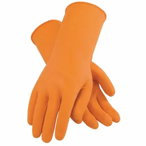 BOUTON OPTICAL 48-L302T/L Chemical Resistant Glove, 28 mil Thick, 13 Inch Length, L Size, Orange, 12 Pack | CP2AKE 579X17