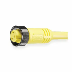 BRAD HARRISON 103000A01F120 Cordset, 7/8 Inch -16 Female Straight X Bare Wire, 3 Pins, Yellow, PVC, 12 Ft Cable Lg | CP2AUL 5AA37