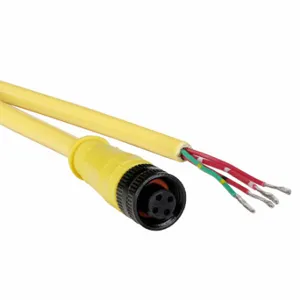 BRAD HARRISON 703000D02F120 Cordset, 1/2 Inch -20 Female Straight X Bare Wire, 3 Pins, Yellow, PVC, 12 Ft Cable Lg | CP2AUJ 2EPD8