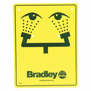 BRADLEY 114-051 Safety Sign, Eyewash, Yellow | AH3FAU 31KN75