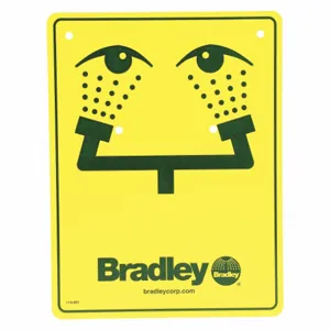 BRADLEY 114-051 Safety Sign, Eyewash, Yellow | AH3FAU 31KN75